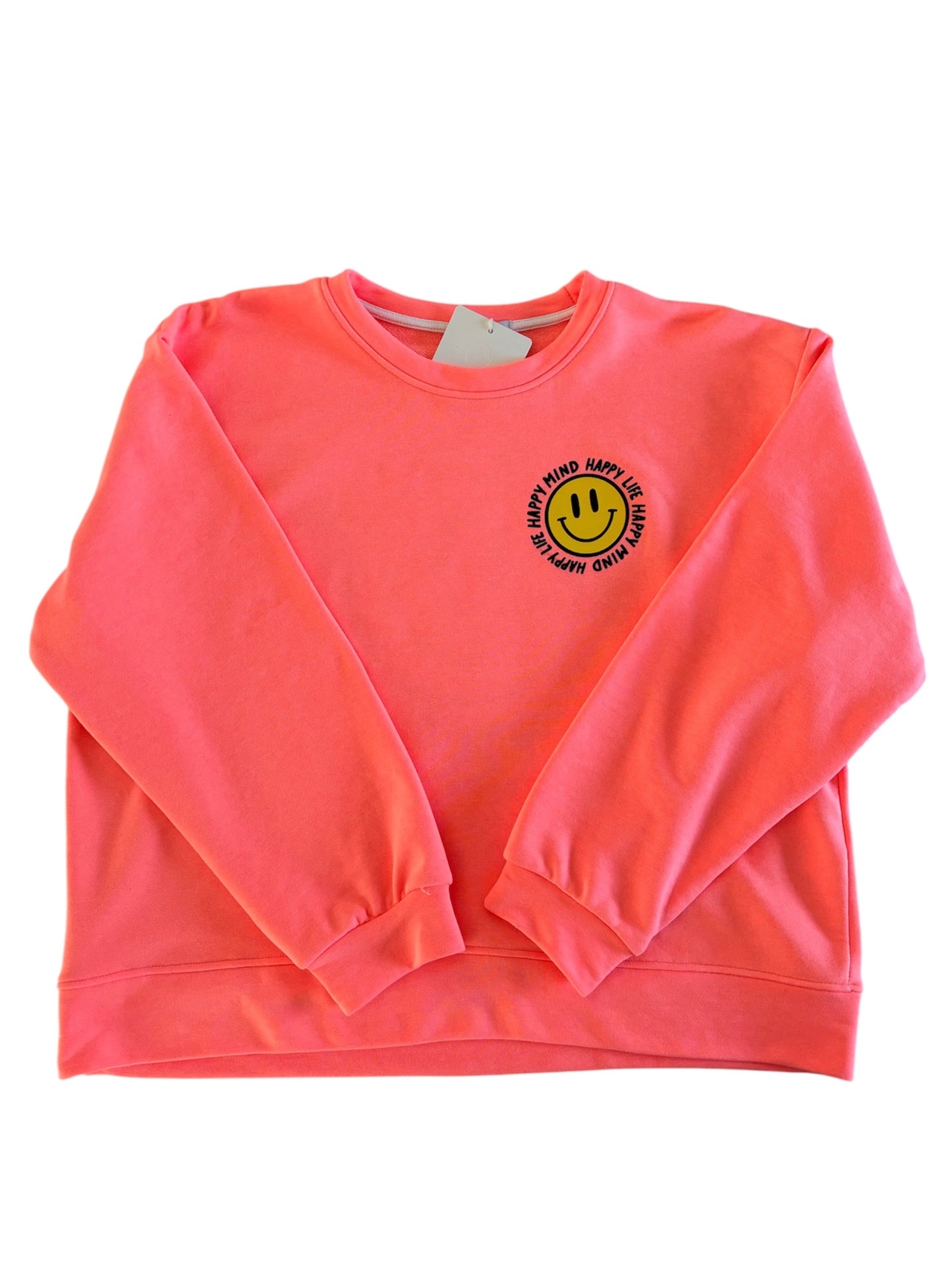 Trui Smiley "happy mind, happy life" Oranje