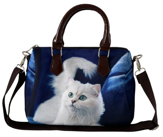 Handtas Bobbi Poes Wit Groene Ogen C24