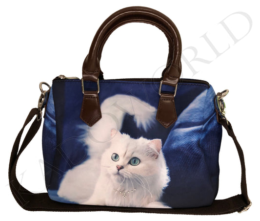 Handtas Bobbi Poes Wit Groene Ogen C24